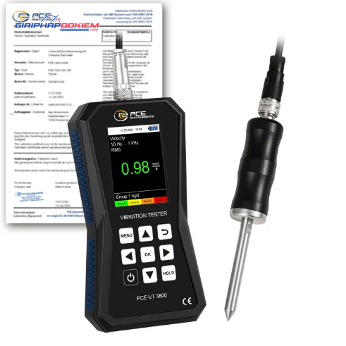 Máy đo gia tốc PCE PCE-VT 3800S-ICA bao gồm Chứng nhận hiệu chuẩn ISO 36 PCE PCE-VT 3800S-ICA
