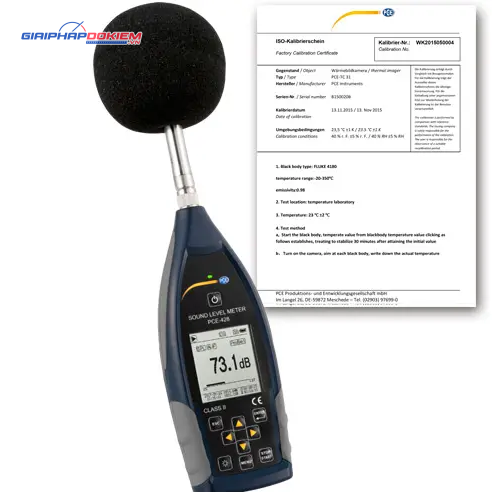 Máy đo SPL ngoài trời PCE PCE-428-EKIT-ICA bao gồm Chứng nhận hiệu chuẩn ISO 11 Máy đo SPL ngoài trời PCE PCE-428-EKIT-ICA bao gồm Chứng nhận hiệu chuẩn ISO