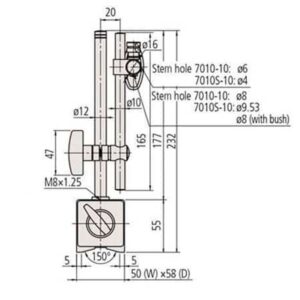 Đế từ gá đồng hồ so Mitutoyo 7010S-10