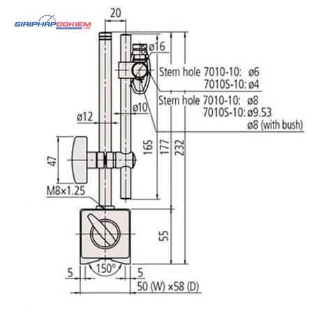 Đế từ gá đồng hồ so Mitutoyo 7010S-10 10 Đế từ gá đồng hồ so Mitutoyo 7010S-10
