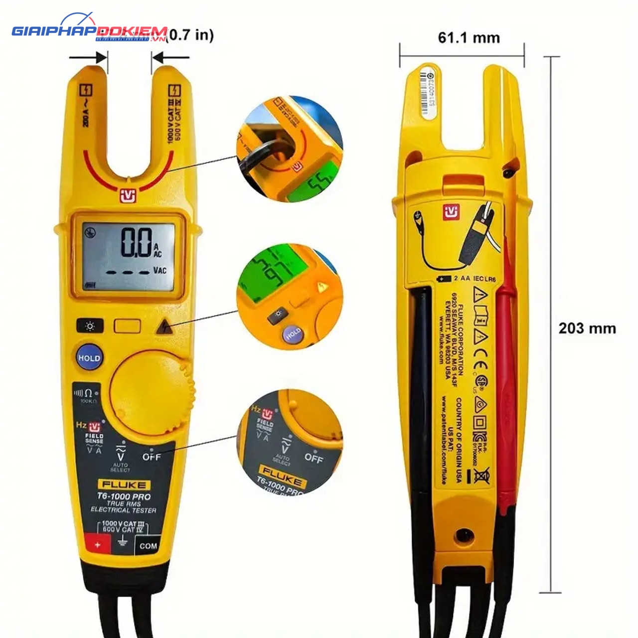 Ampe Kìm Đo Dòng AC Fluke T6-1000 PRO 12 Ampe Kìm Đo Dòng AC Fluke T6-1000 PRO