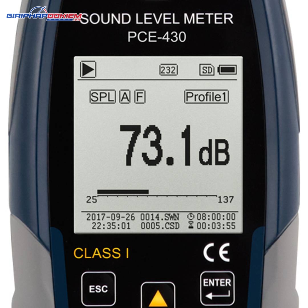 Máy đo độ ồn SPL ghi dữ liệu loại 1 PCE PCE-430 25 PCE PCE-430