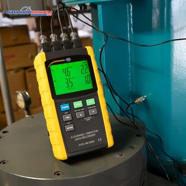 Máy đo gia tốc PCE PCE-VM 5000-ICA Bao gồm Chứng nhận hiệu chuẩn ISO 11 Máy đo gia tốc PCE PCE-VM 5000-ICA Bao gồm Chứng nhận hiệu chuẩn ISO