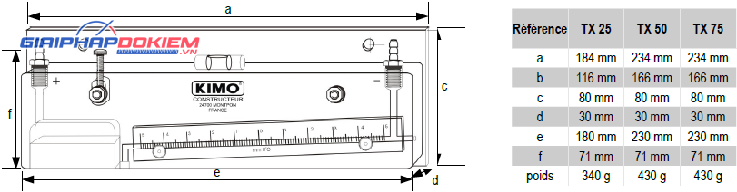 Áp kế chất lỏng KIMO TX25 7 Áp kế chất lỏng KIMO TX25