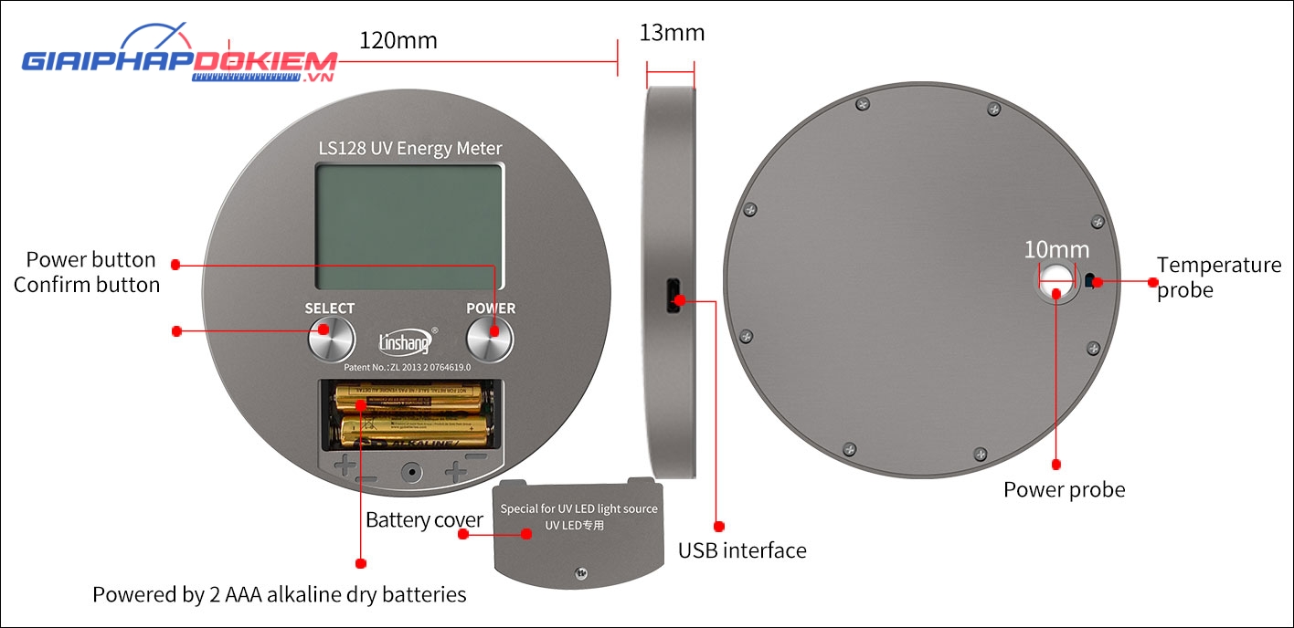 Máy đo năng lượng tia UV Linshang LS128 17 Máy đo năng lượng tia UV Linshang LS128
