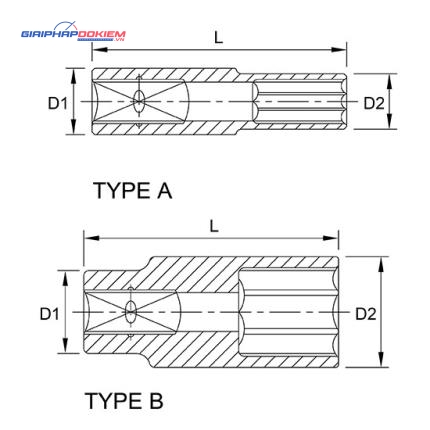 Tuýp lục giác dài 1/2" TOPTUL BBEE 2 Tuýp lục giác dài 1/2" TOPTUL BBEE