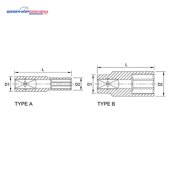 Tuýp lục giác dài 3/8" TOPTUL BBEE 2 Tuýp lục giác dài 3/8" TOPTUL BBEE