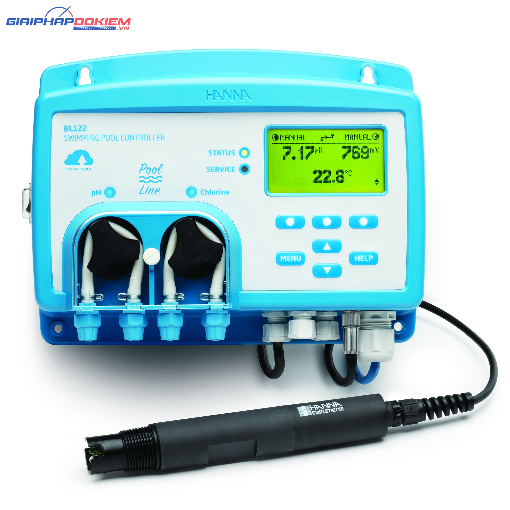 Bộ Điều Khiển pH/ORP Trong Bể Bơi Kết Hợp Bơm (Hanna Cloud) Hanna BL122 4 Bộ Điều Khiển pH/ORP Trong Bể Bơi Kết Hợp Bơm (Hanna Cloud) Hanna BL122