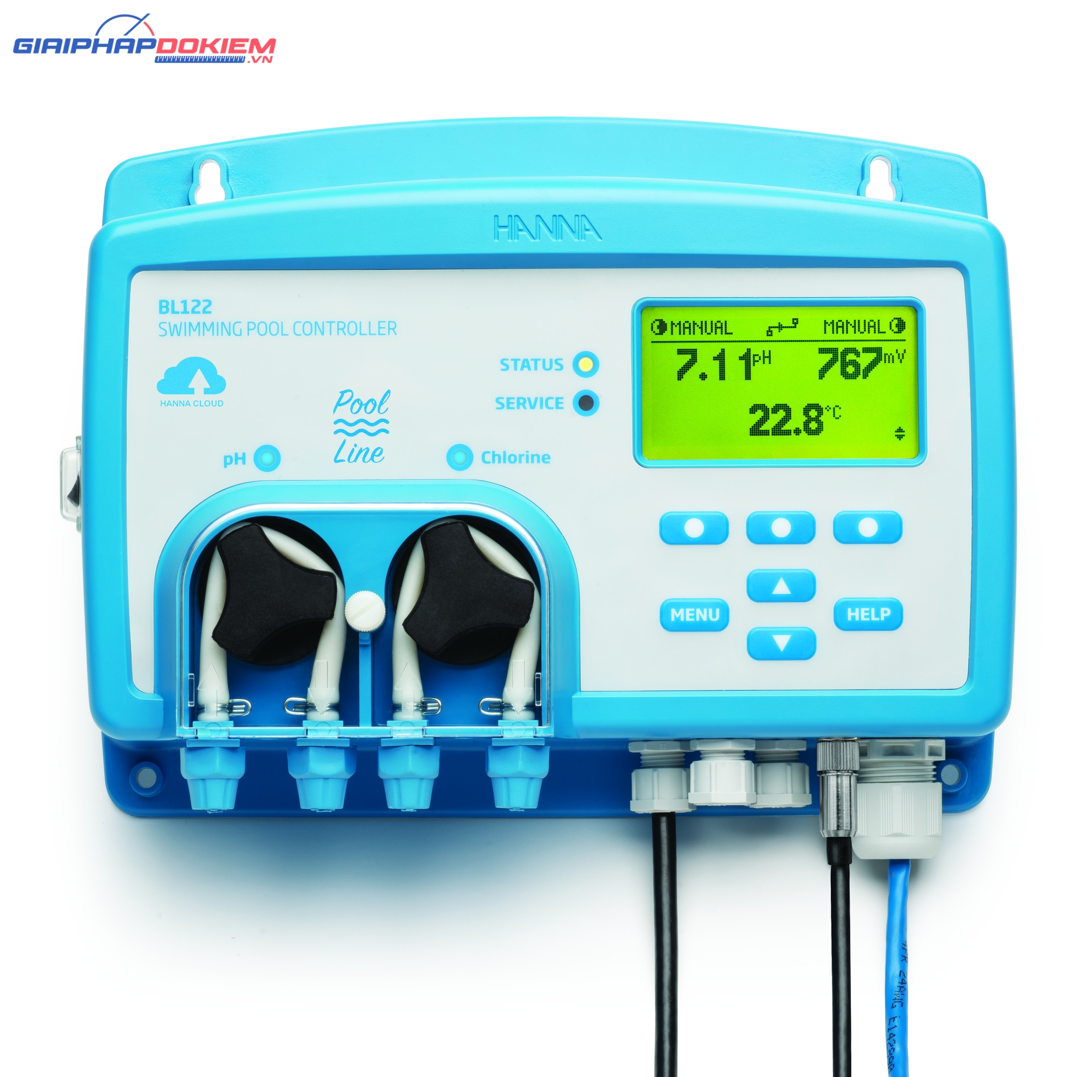 Bộ Điều Khiển pH/ORP Trong Bể Bơi Kết Hợp Bơm (Hanna Cloud) Hanna BL122 1 Bộ Điều Khiển pH/ORP Trong Bể Bơi Kết Hợp Bơm (Hanna Cloud) Hanna BL122