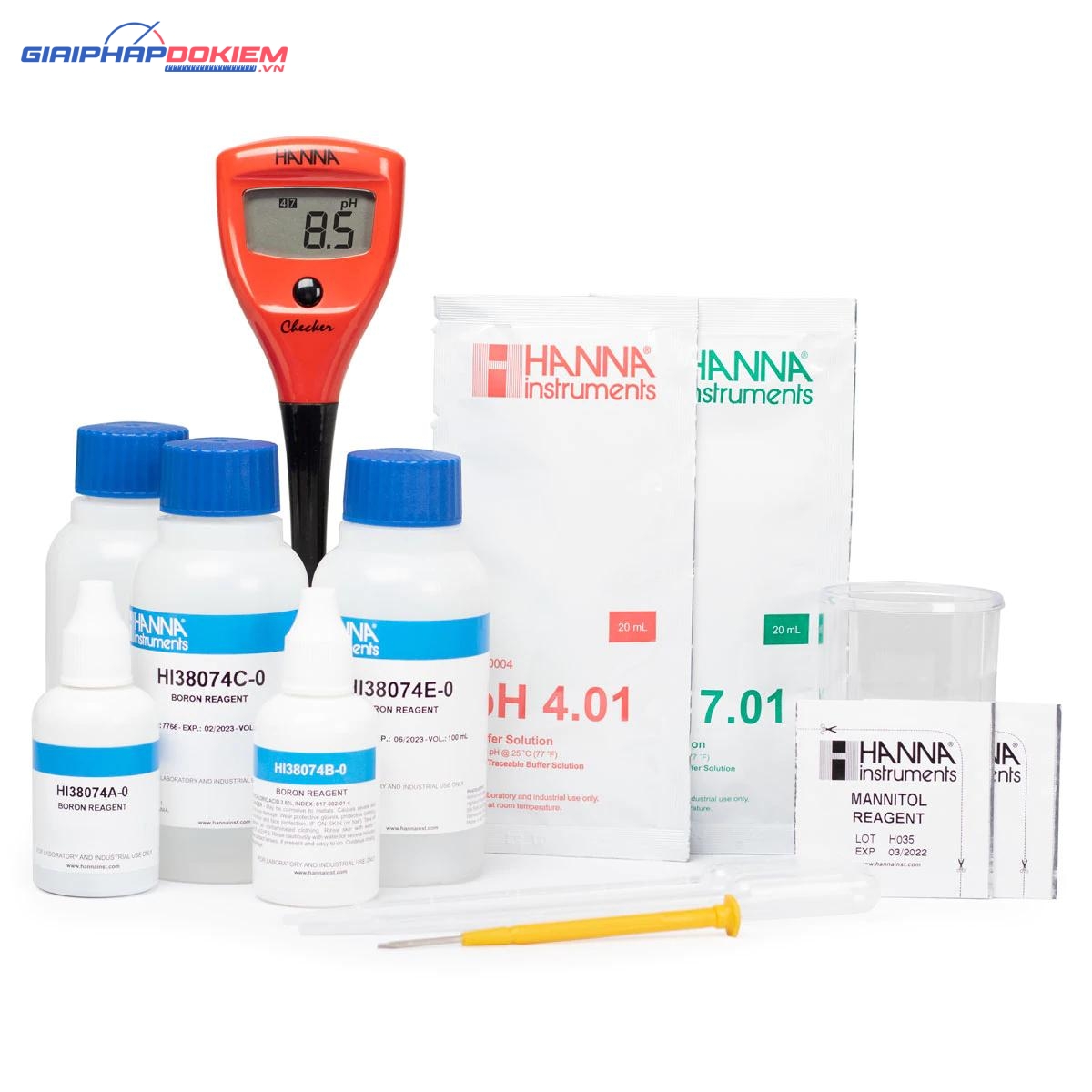 Bộ Dụng Cụ Đo Boron Trong Nước Tưới Tiêu, 100 Lần Đo Hanna HI38074 1 Bộ Dụng Cụ Đo Boron Trong Nước Tưới Tiêu, 100 Lần Đo Hanna HI38074