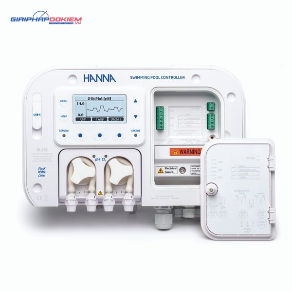 Bộ kiểm soát pH/Clorine trong bể bơi, kết hợp bơm, ngõ ra 4-20 mA Hanna BL131 Bộ kiểm soát pH/Clorine trong bể bơi, kết hợp bơm, ngõ ra 4-20 mA Hanna BL131