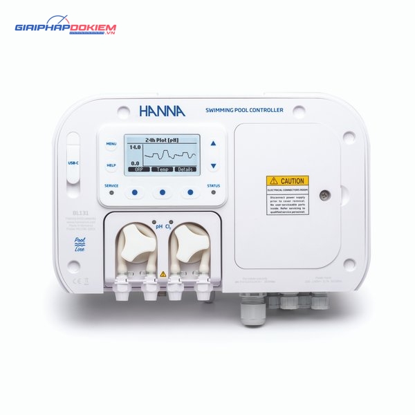 Bộ kiểm soát pH/Clorine trong bể bơi, kết hợp bơm, ngõ ra 4-20 mA Hanna BL131 Bộ kiểm soát pH/Clorine trong bể bơi, kết hợp bơm, ngõ ra 4-20 mA Hanna BL131