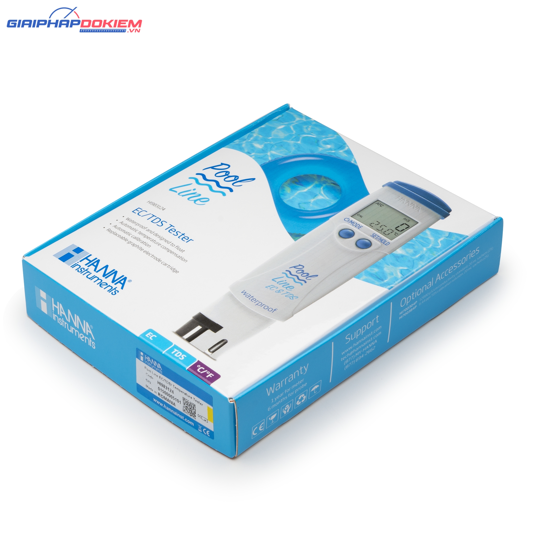 Bút Đo EC/TDS/Nhiệt Độ Cho Nước Hồ Bơi Hanna HI983124 4 Bút Đo EC/TDS/Nhiệt Độ Cho Nước Hồ Bơi Hanna HI983124