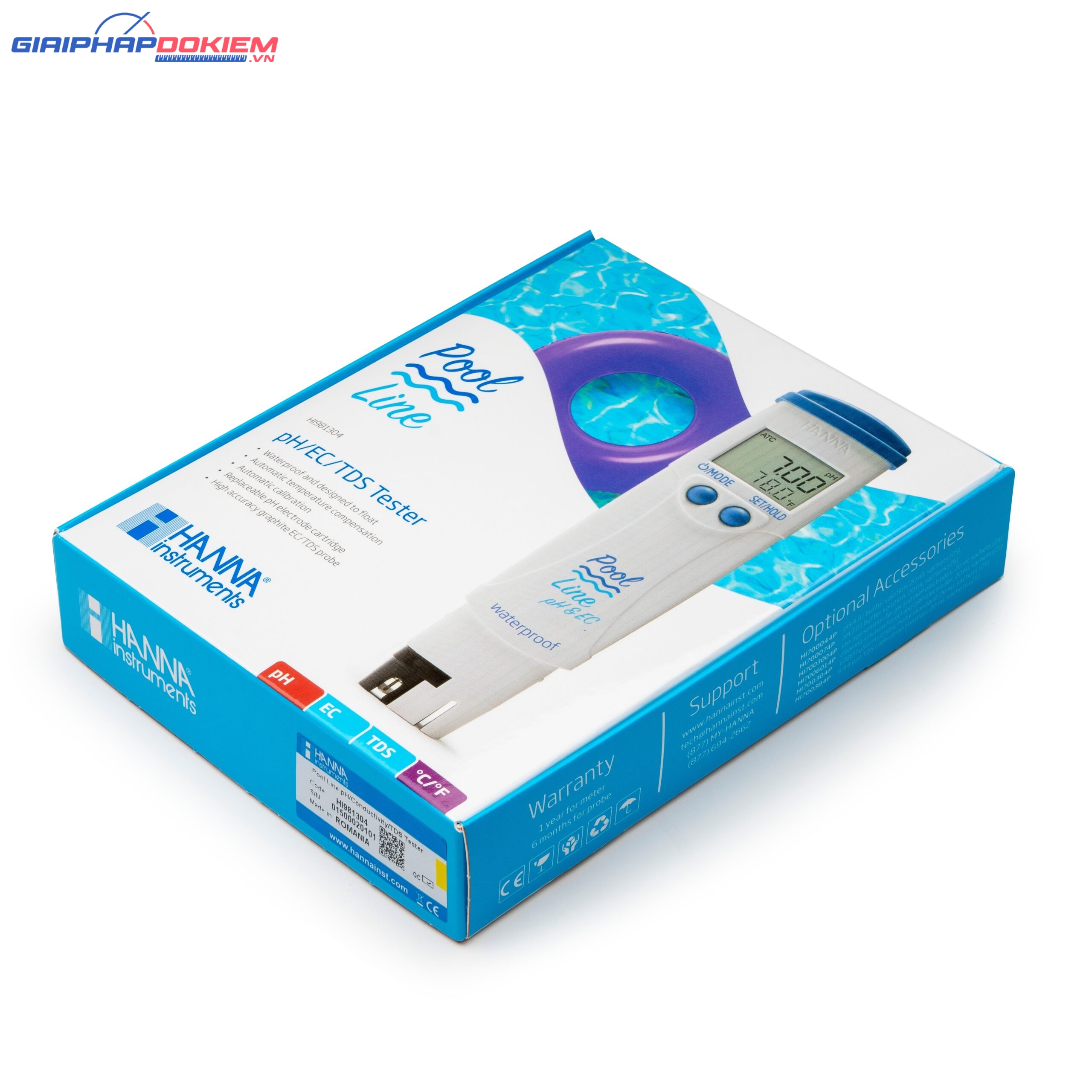 Bút Đo pH/Độ Dẫn /TDS/Nhiệt Độ Chuyên Trong Hồ Bơi Pool Line Hanna HI981304 4 Bút Đo pH/Độ Dẫn /TDS/Nhiệt Độ Chuyên Trong Hồ Bơi Pool Line Hanna HI981304
