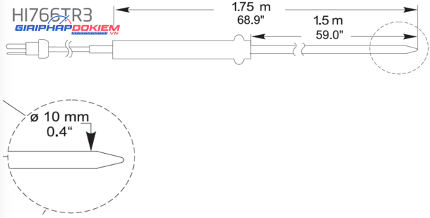 Đầu Dò Nhiệt Độ Xuyên Sâu Kiểu K Với Tay Cầm (1.5m) Hanna HI766TR3 3 Đầu Dò Nhiệt Độ Xuyên Sâu Kiểu K Với Tay Cầm (1.5m) Hanna HI766TR3