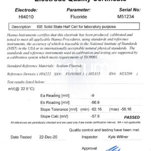 Điện Cực Floride Half-Cell Hanna HI4010 3 Điện Cực Floride Half-Cell Hanna HI4010