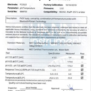 Điện Cực HALO® Bluetooth Đo pH Thực Phẩm Hanna FC2022