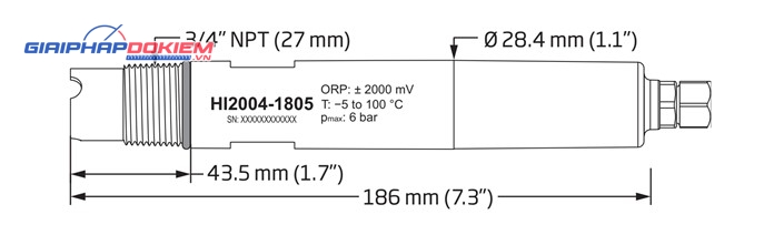 Điện Cực ORP, Cổng RS485, Dùng Cho Bộ Điều Khiển HI510 Hanna HI20XX-Y8ZZ Điện Cực ORP, Cổng RS485, Dùng Cho Bộ Điều Khiển HI510 Hanna HI20XX-Y8ZZ