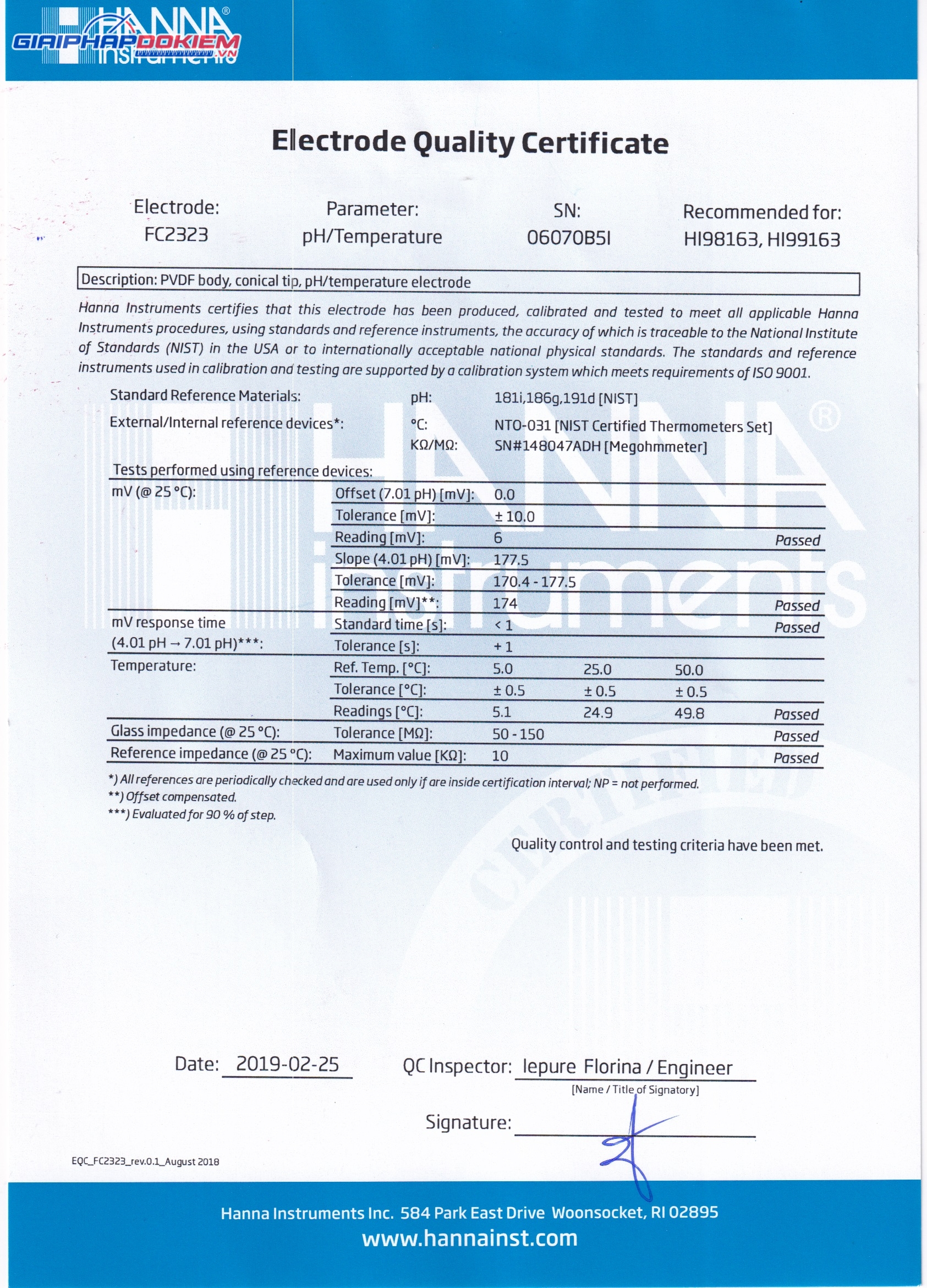 Điện Cực pH Chuyên Cho Các Sản Phẩm Thịt, Cổng Quick DIN Hanna FC2323 2 Điện Cực pH Chuyên Cho Các Sản Phẩm Thịt, Cổng Quick DIN Hanna FC2323