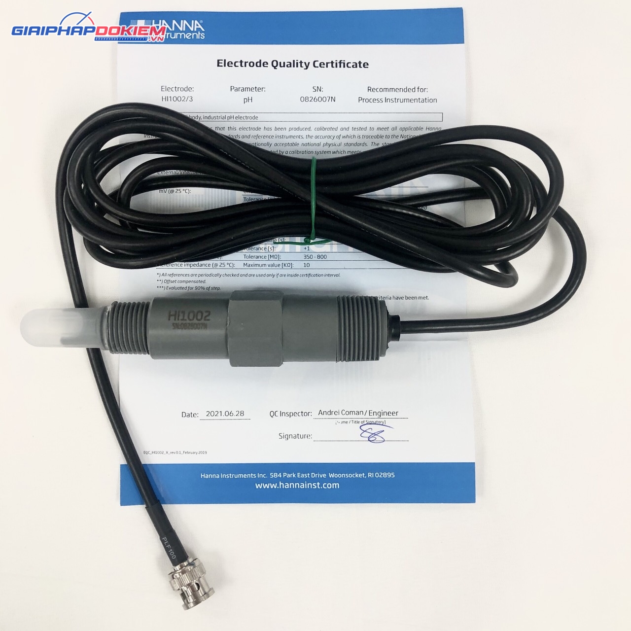 Điện Cực pH Cổng BNC Cáp 5m Hanna HI1002/5 2 Điện Cực pH Cổng BNC Cáp 5m Hanna HI1002/5