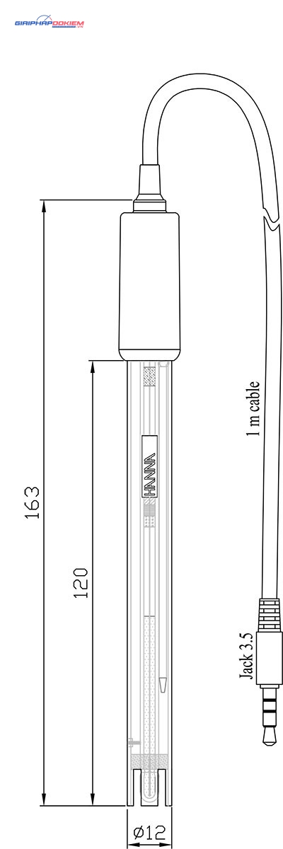 Điện Cực pH Thân Nhựa PEI Cổng 3.5mm Hanna HI12300 2 Điện Cực pH Thân Nhựa PEI Cổng 3.5mm Hanna HI12300