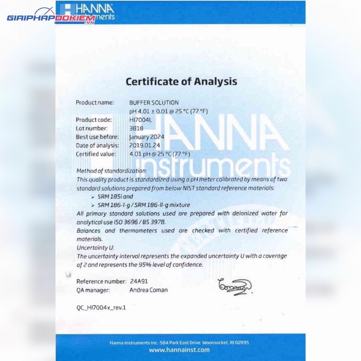 Dung Dịch CAL Check™ Chuẩn Niken HR Dùng Cho Máy Đo Quang Hanna HI97726-11 Dung Dịch CAL Check™ Chuẩn Niken HR Dùng Cho Máy Đo Quang Hanna HI97726-11