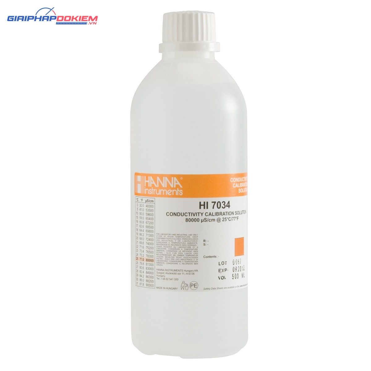 Dung Dịch Hiệu Chuẩn Độ Dẫn (EC) 80000 µS/cm, Chai 1 Lít Hanna HI7034/1L 1 Dung Dịch Hiệu Chuẩn Độ Dẫn (EC) 80000 µS/cm, Chai 1 Lít Hanna HI7034/1L