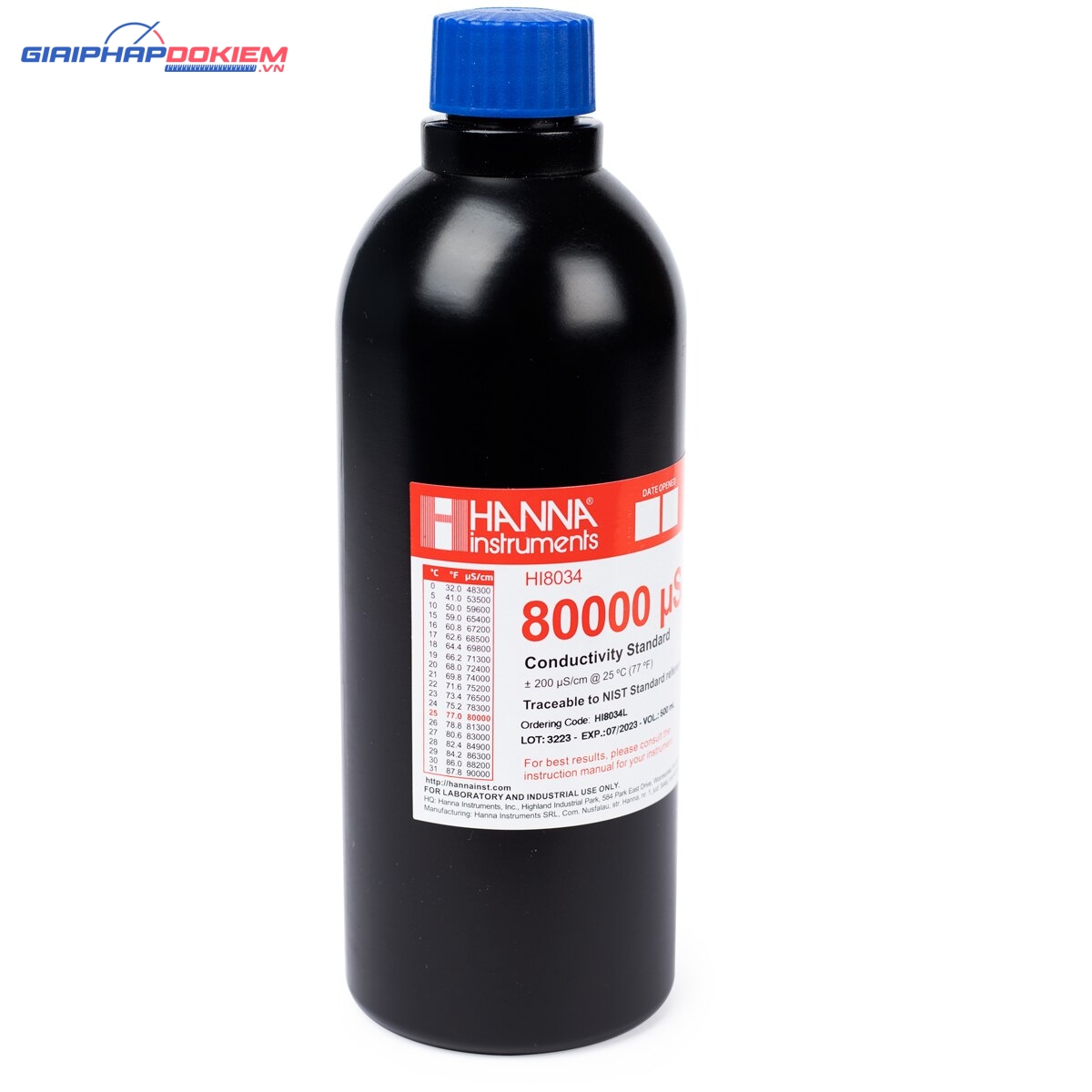 Dung Dịch Hiệu Chuẩn Độ Dẫn (EC) 80000 µS/cm, Chai FDA 500mL Hanna HI8034L 1 Dung Dịch Hiệu Chuẩn Độ Dẫn (EC) 80000 µS/cm, Chai FDA 500mL Hanna HI8034L