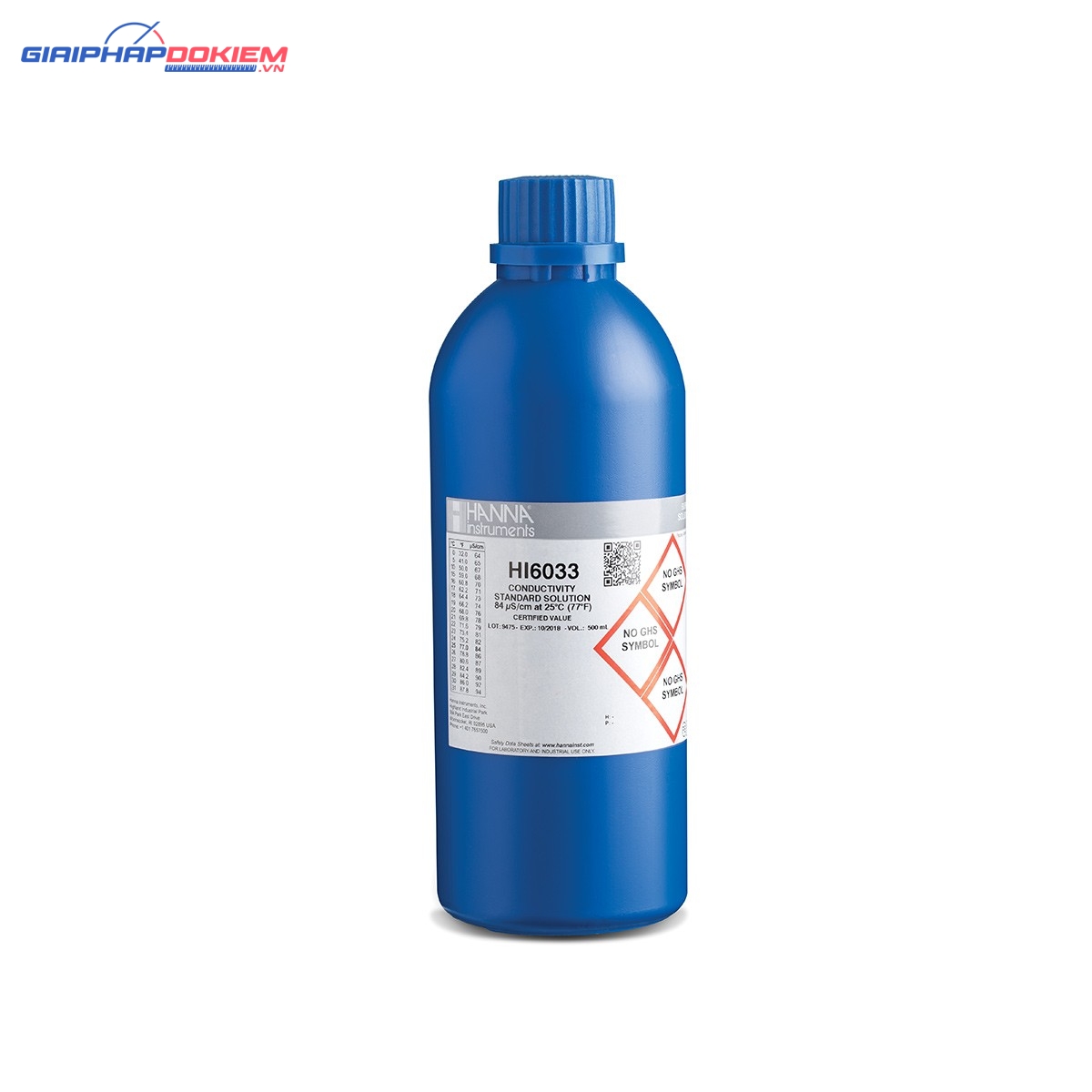 Dung Dịch Hiệu Chuẩn Độ Dẫn (EC) 84 µS/cm, Chai Chắn Sáng 500mL Hanna HI6033 1 Dung Dịch Hiệu Chuẩn Độ Dẫn (EC) 84 µS/cm, Chai Chắn Sáng 500mL Hanna HI6033