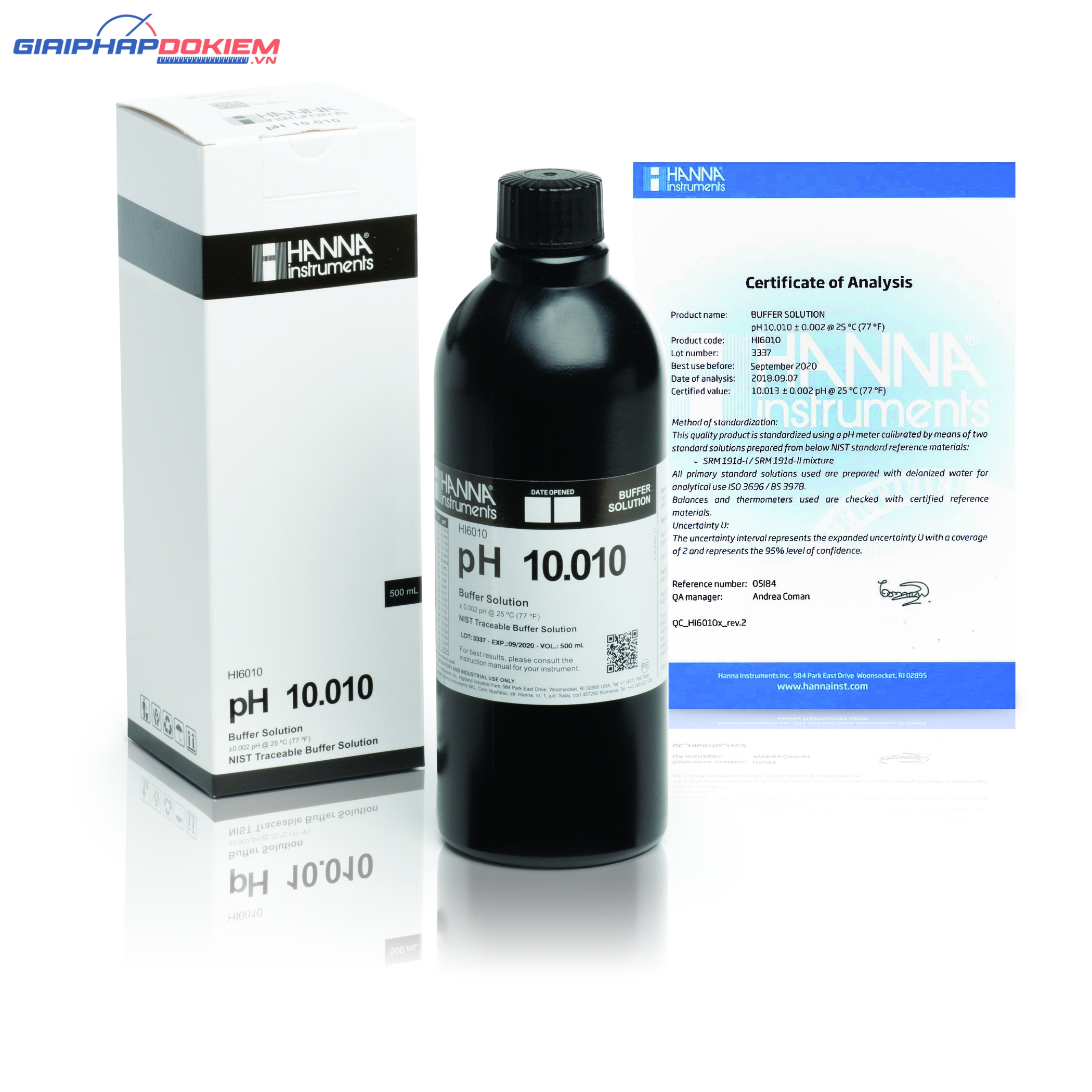 Dung Dịch Hiệu Chuẩn Millesimal pH 10.010, 500 mL Hanna HI6010 1 Dung Dịch Hiệu Chuẩn Millesimal pH 10.010, 500 mL Hanna HI6010