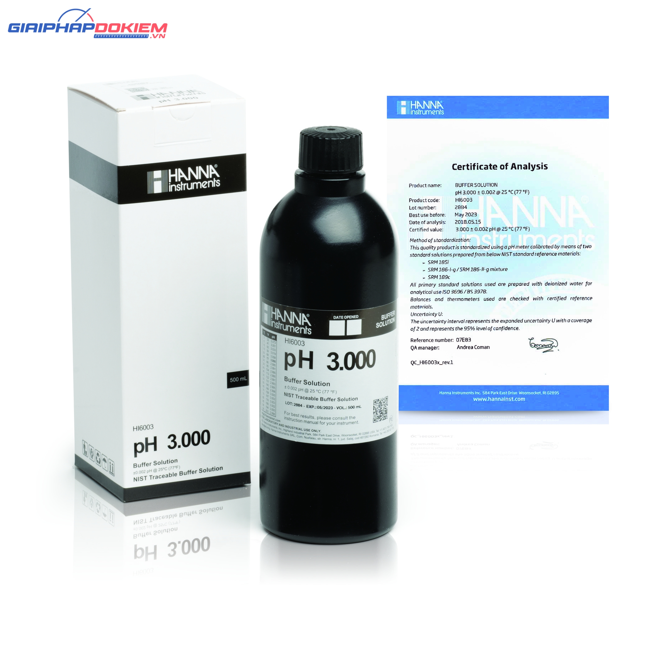 Dung Dịch Hiệu Chuẩn Millesimal pH 3.000, 500 mL Hanna HI6003 1 Dung Dịch Hiệu Chuẩn Millesimal pH 3.000, 500 mL Hanna HI6003