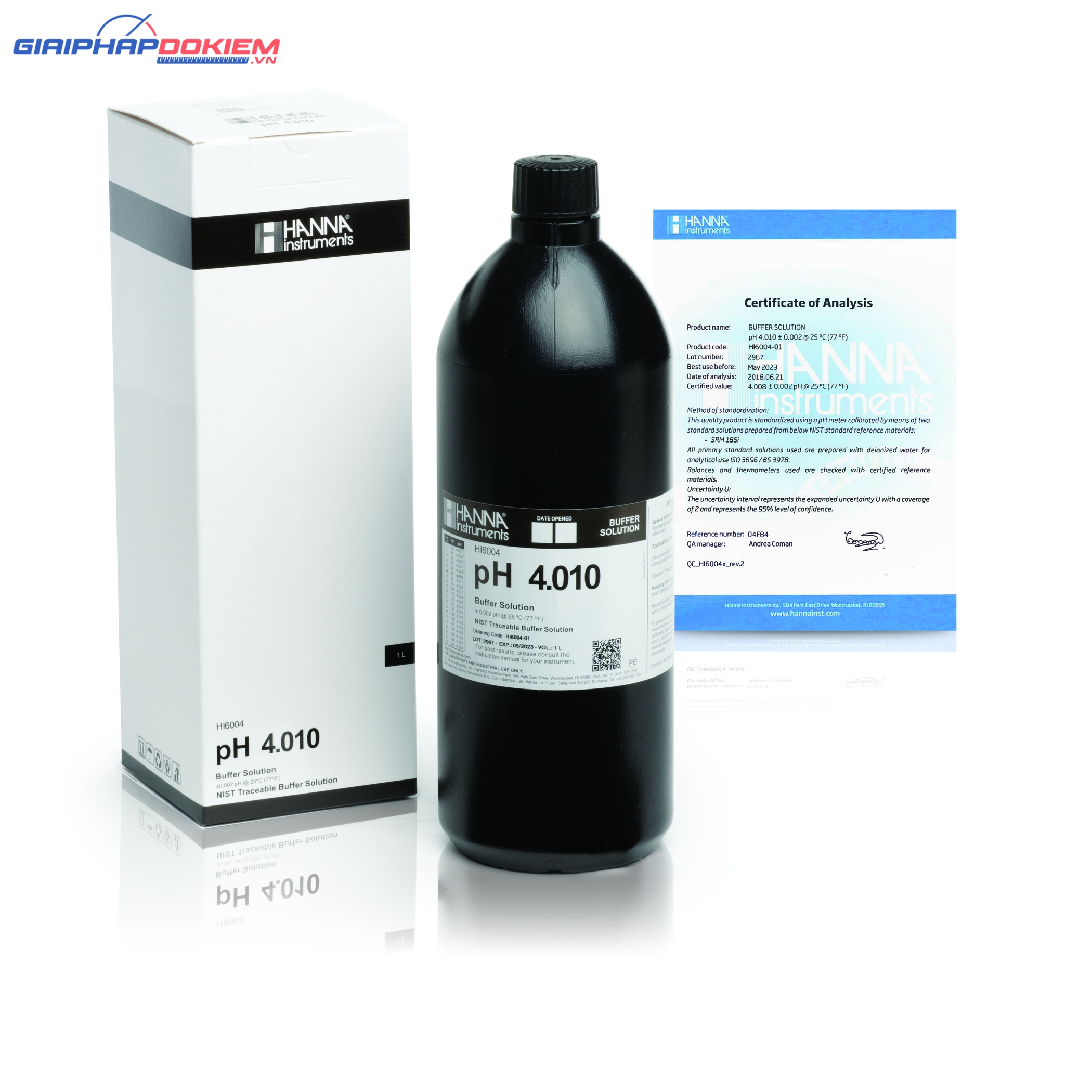 Dung Dịch Hiệu Chuẩn Millesimal pH 4.010, 500 mL Hanna HI6004 2 Dung Dịch Hiệu Chuẩn Millesimal pH 4.010, 500 mL Hanna HI6004