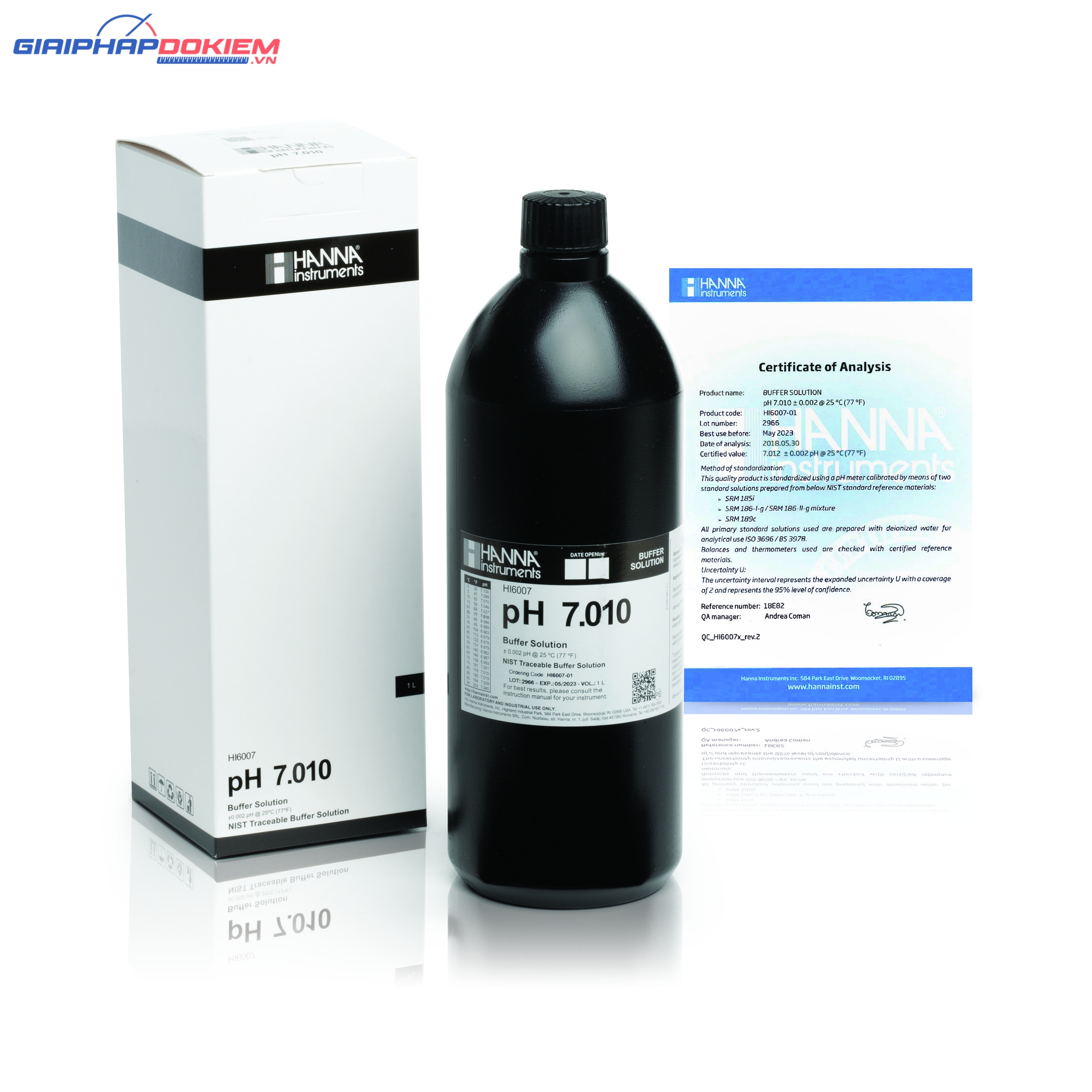 Dung Dịch Hiệu Chuẩn Millesimal pH 7.010, 1 lít Hanna HI6007-01 1 Dung Dịch Hiệu Chuẩn Millesimal pH 7.010, 1 lít Hanna HI6007-01