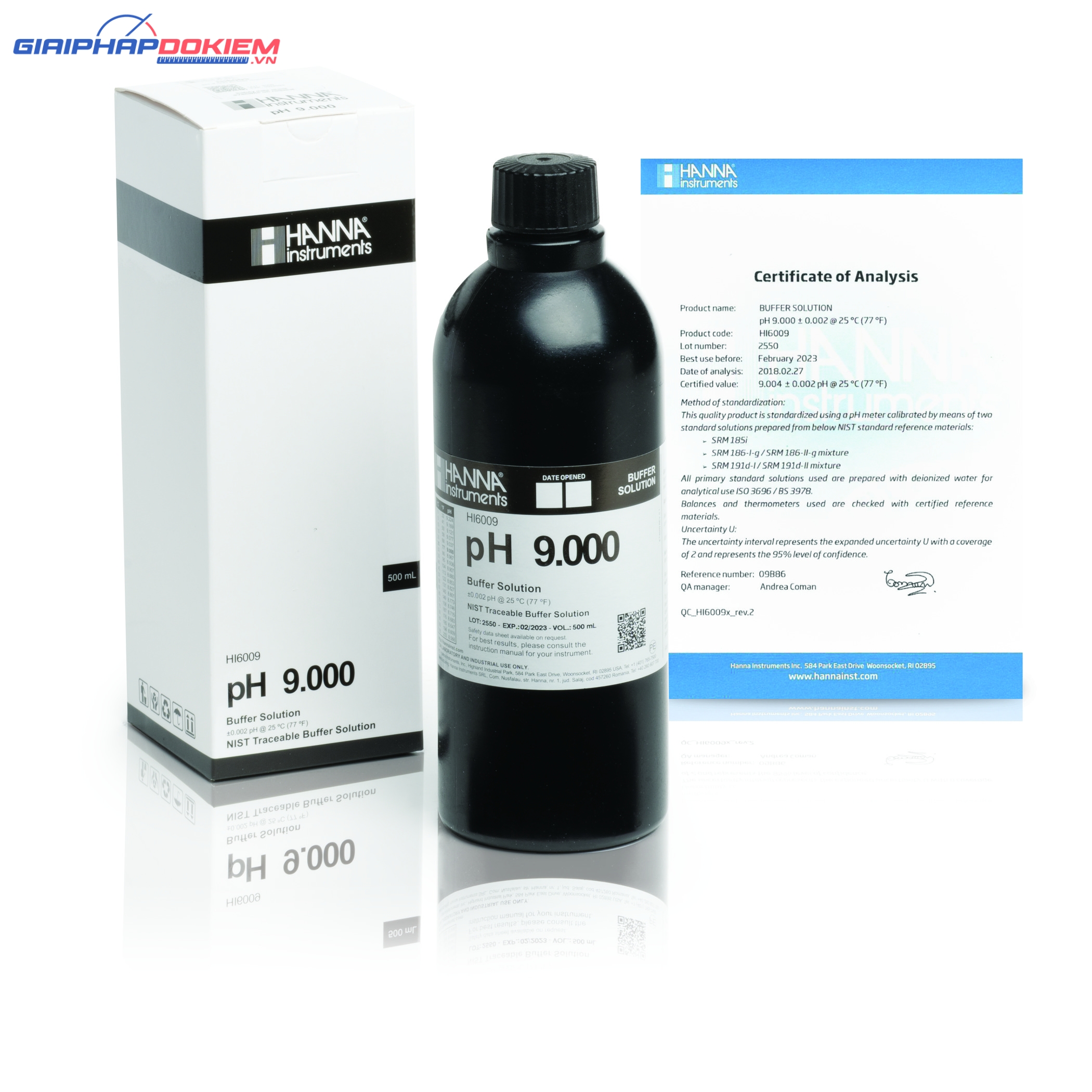 Dung Dịch Hiệu Chuẩn Millesimal pH 9.000, 500 mL Hanna HI6009 1 Dung Dịch Hiệu Chuẩn Millesimal pH 9.000, 500 mL Hanna HI6009
