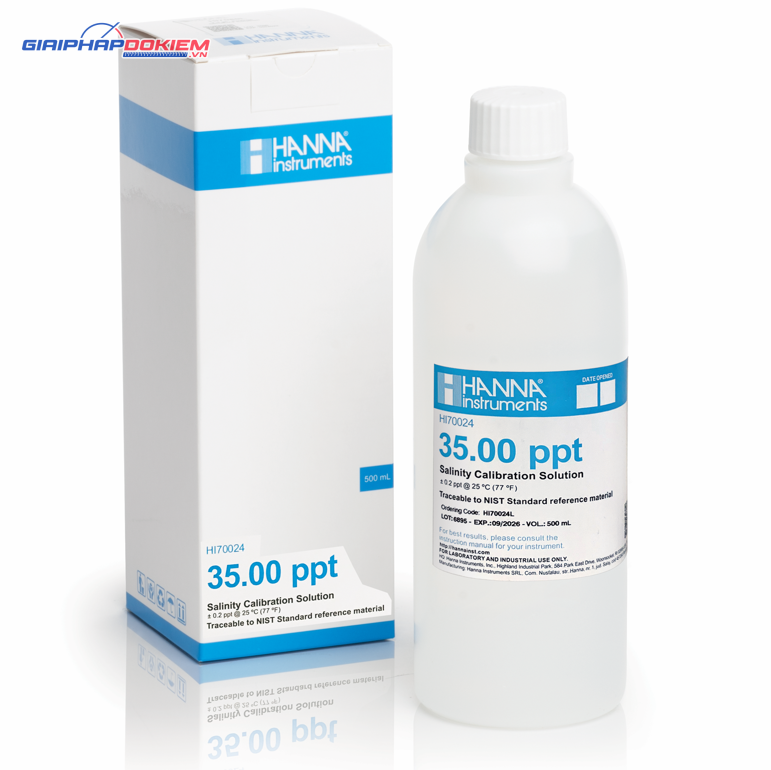 Dung Dịch Hiệu Chuẩn NaCl 35.00 g/L (ppt), Chai 500 mL Hanna HI70024L 1 Dung Dịch Hiệu Chuẩn NaCl 35.00 g/L (ppt), Chai 500 mL Hanna HI70024L
