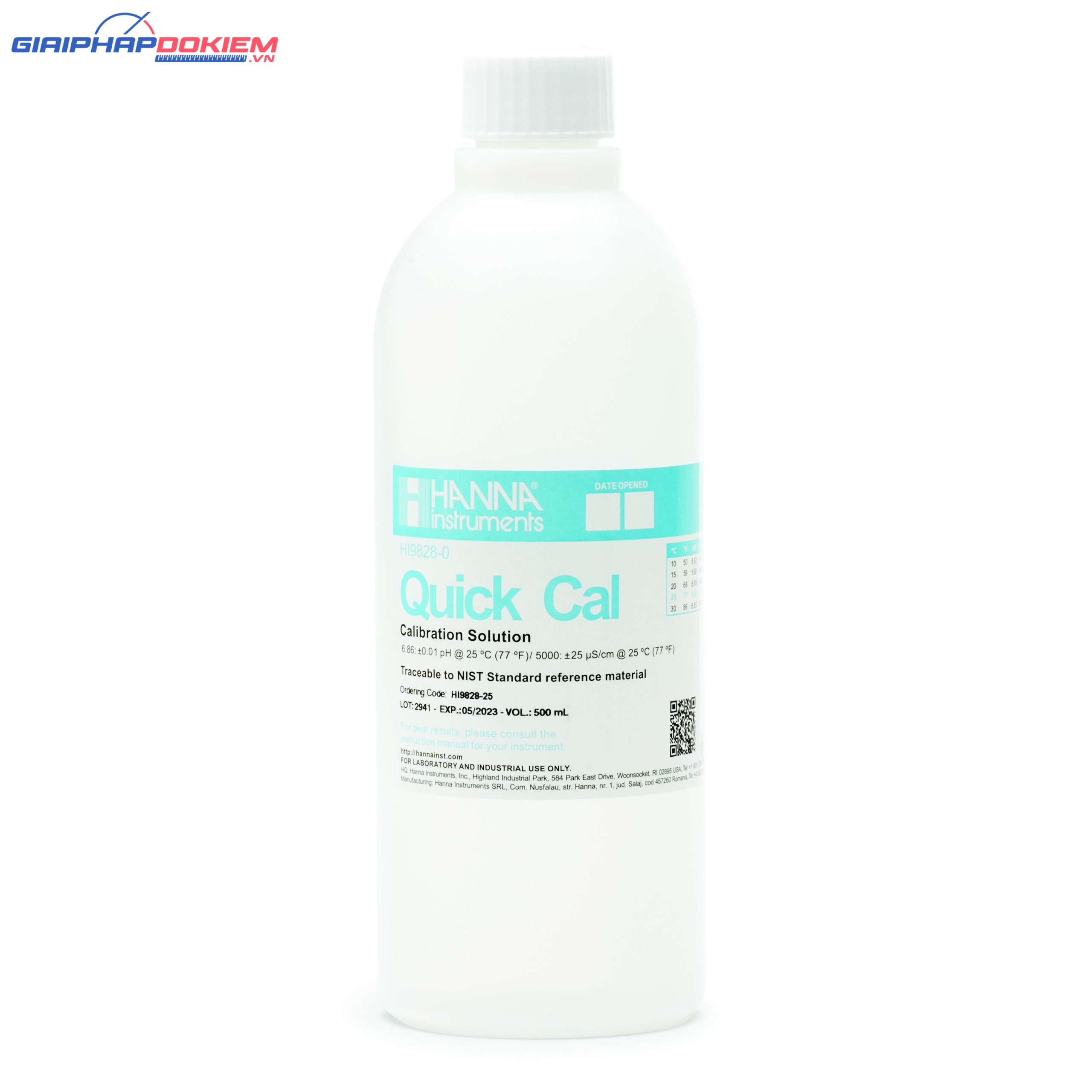 Dung Dịch Hiệu Chuẩn Nhanh 1 Điểm Cho Cả 3 Thông Số pH/EC/TDS Cho Máy HI98194 Và HI9829, 500mL Hanna HI9828-25 1 Dung Dịch Hiệu Chuẩn Nhanh 1 Điểm Cho Cả 3 Thông Số pH/EC/TDS Cho Máy HI98194 Và HI9829, 500mL Hanna HI9828-25