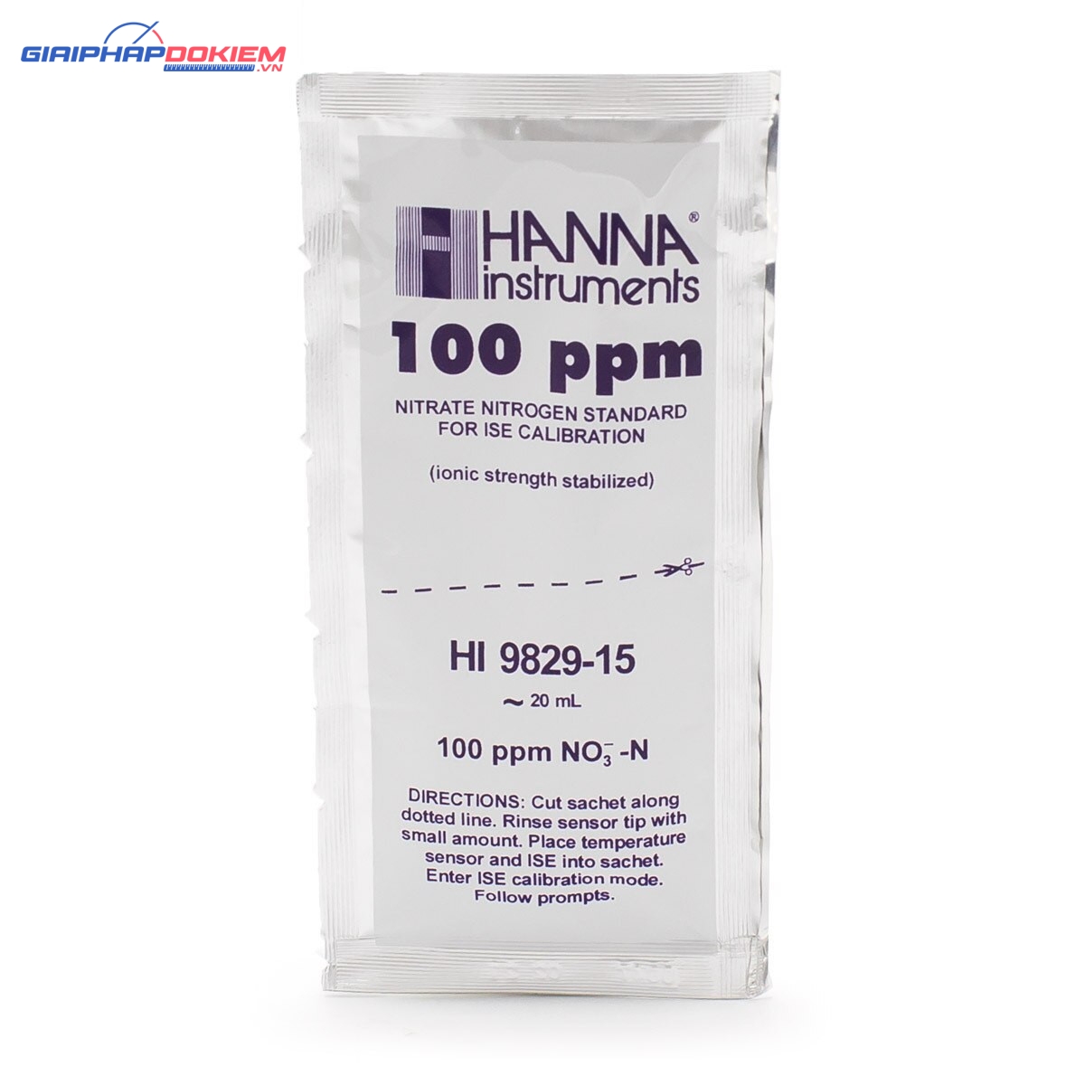 Dung Dịch Hiệu Chuẩn Nitrat 100ppm Dạng Gói 20mL (25 Gói) Hanna HI9829-15 2 Dung Dịch Hiệu Chuẩn Nitrat 100ppm Dạng Gói 20mL (25 Gói) Hanna HI9829-15