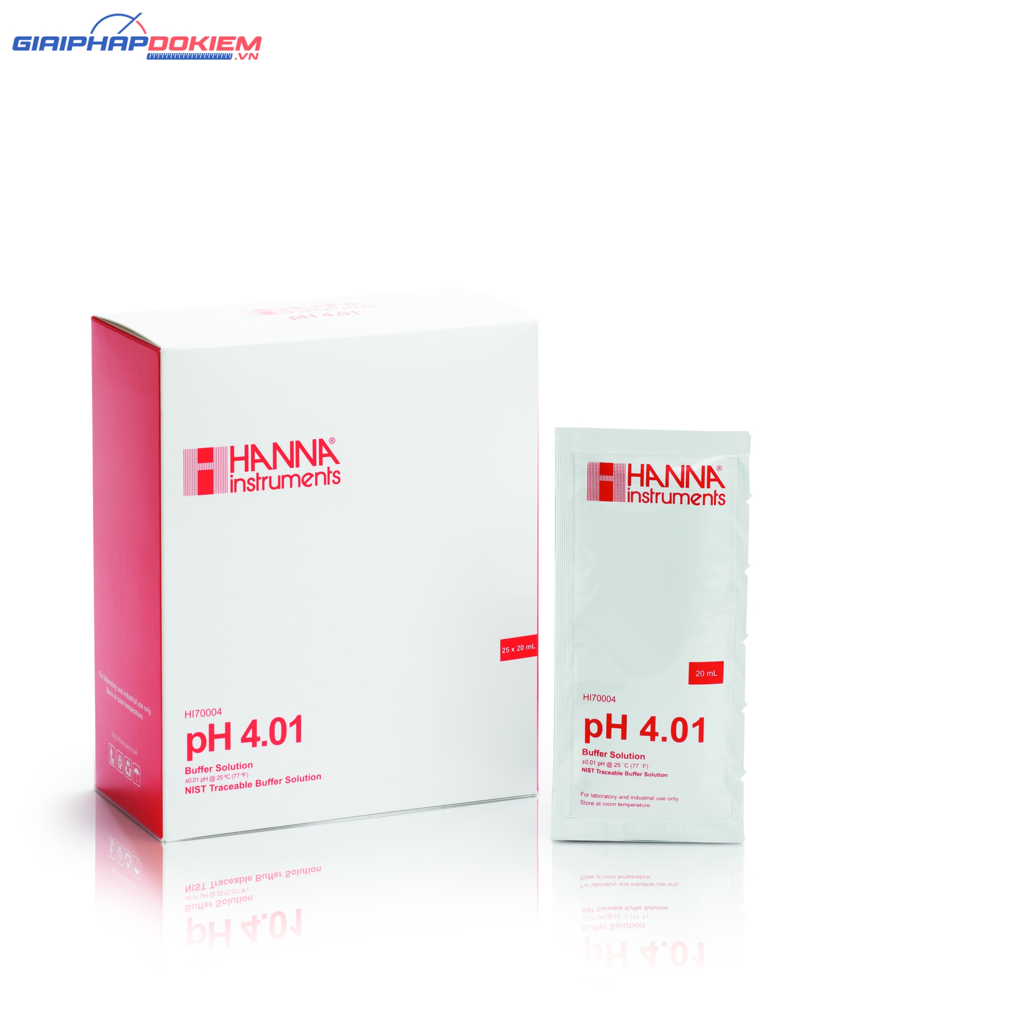 Dung Dịch Hiệu Chuẩn pH 4.01 Dạng Gói 20mL (25 Gói) Hanna HI70004P 2 Dung Dịch Hiệu Chuẩn pH 4.01 Dạng Gói 20mL (25 Gói) Hanna HI70004P