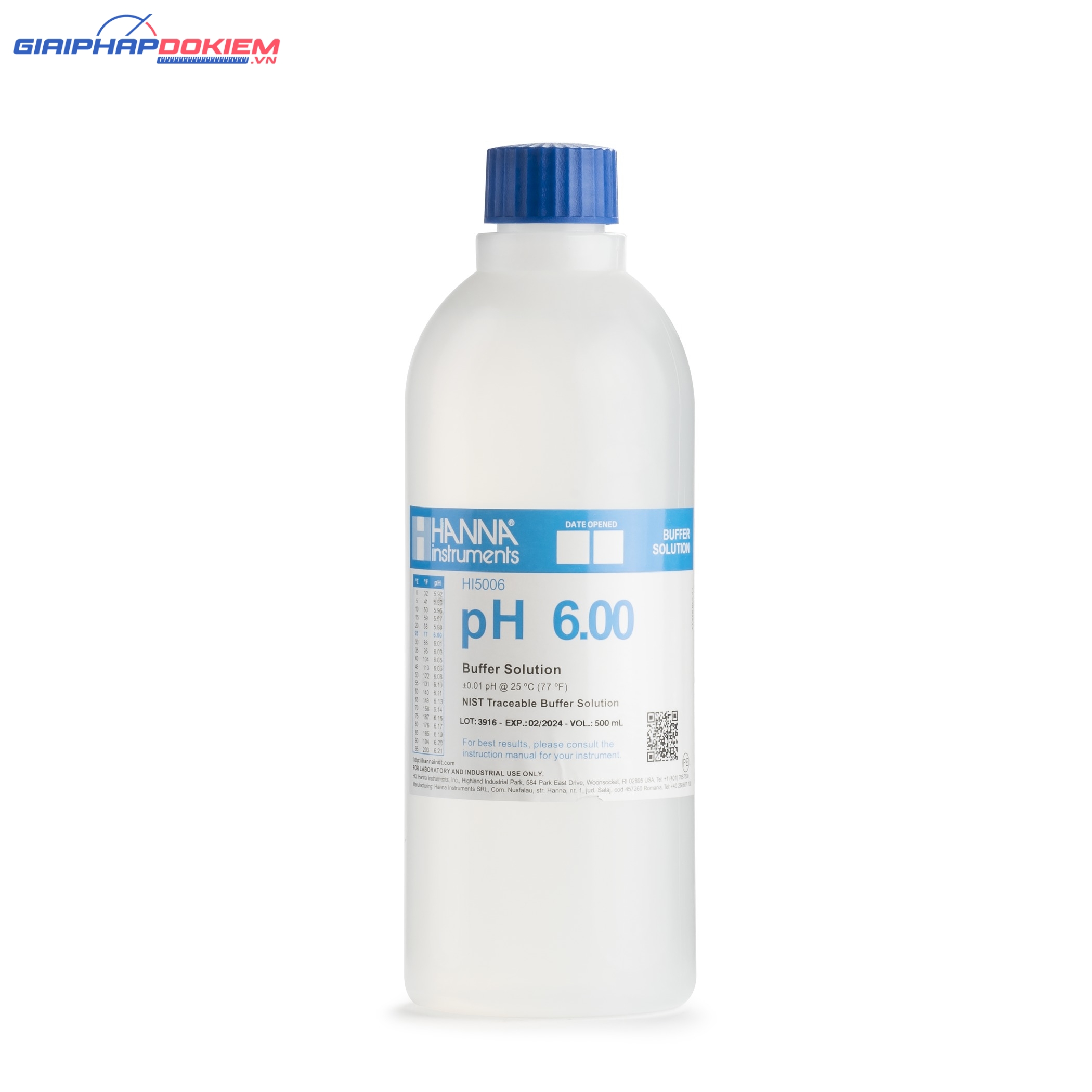 Dung Dịch Hiệu Chuẩn pH 6.00, 500 mL Hanna HI5006 1 Dung Dịch Hiệu Chuẩn pH 6.00, 500 mL Hanna HI5006