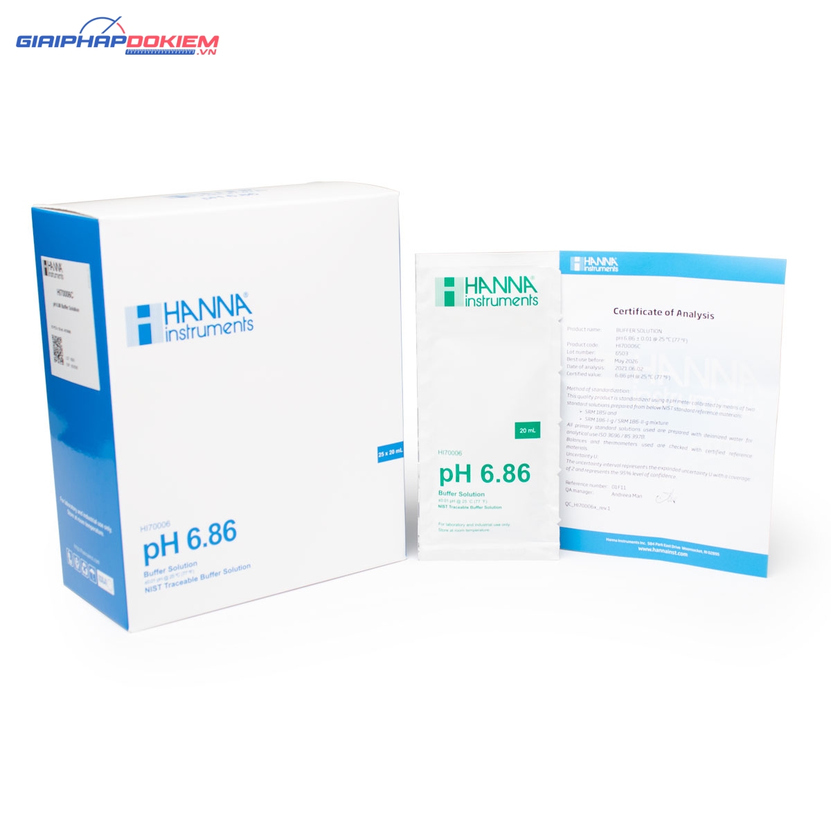 Dung Dịch Hiệu Chuẩn pH 6.86 Dạng Gói 20mL (25 Gói) Hanna HI70006P 2 Dung Dịch Hiệu Chuẩn pH 6.86 Dạng Gói 20mL (25 Gói) Hanna HI70006P
