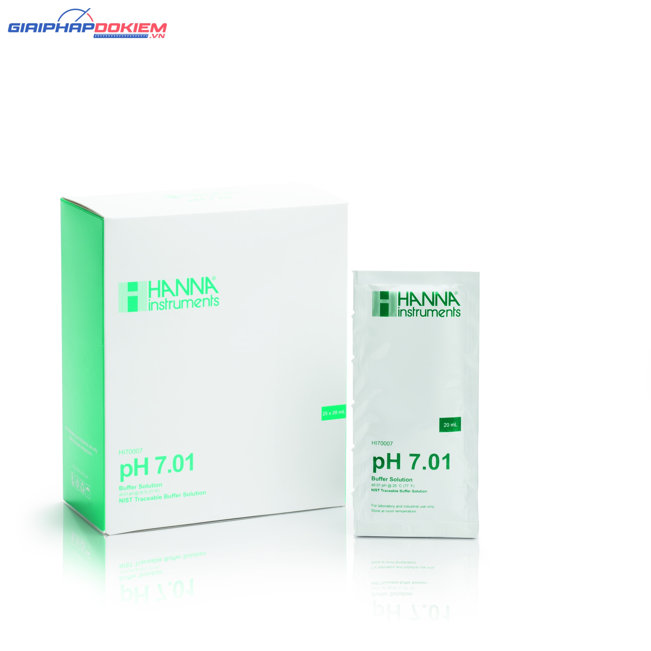 Dung Dịch Hiệu Chuẩn pH 7.01, gói 20mL (25 gói) Hanna HI70007P 2 Dung Dịch Hiệu Chuẩn pH 7.01, gói 20mL (25 gói) Hanna HI70007P