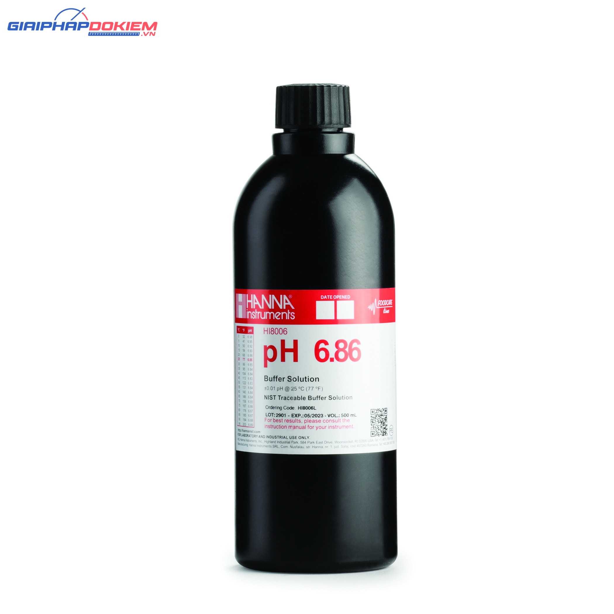Dung Dịch Hiệu Chuẩn pH 9.18, Chai FDA 500 mL Hanna HI8009L 1 Dung Dịch Hiệu Chuẩn pH 9.18, Chai FDA 500 mL Hanna HI8009L