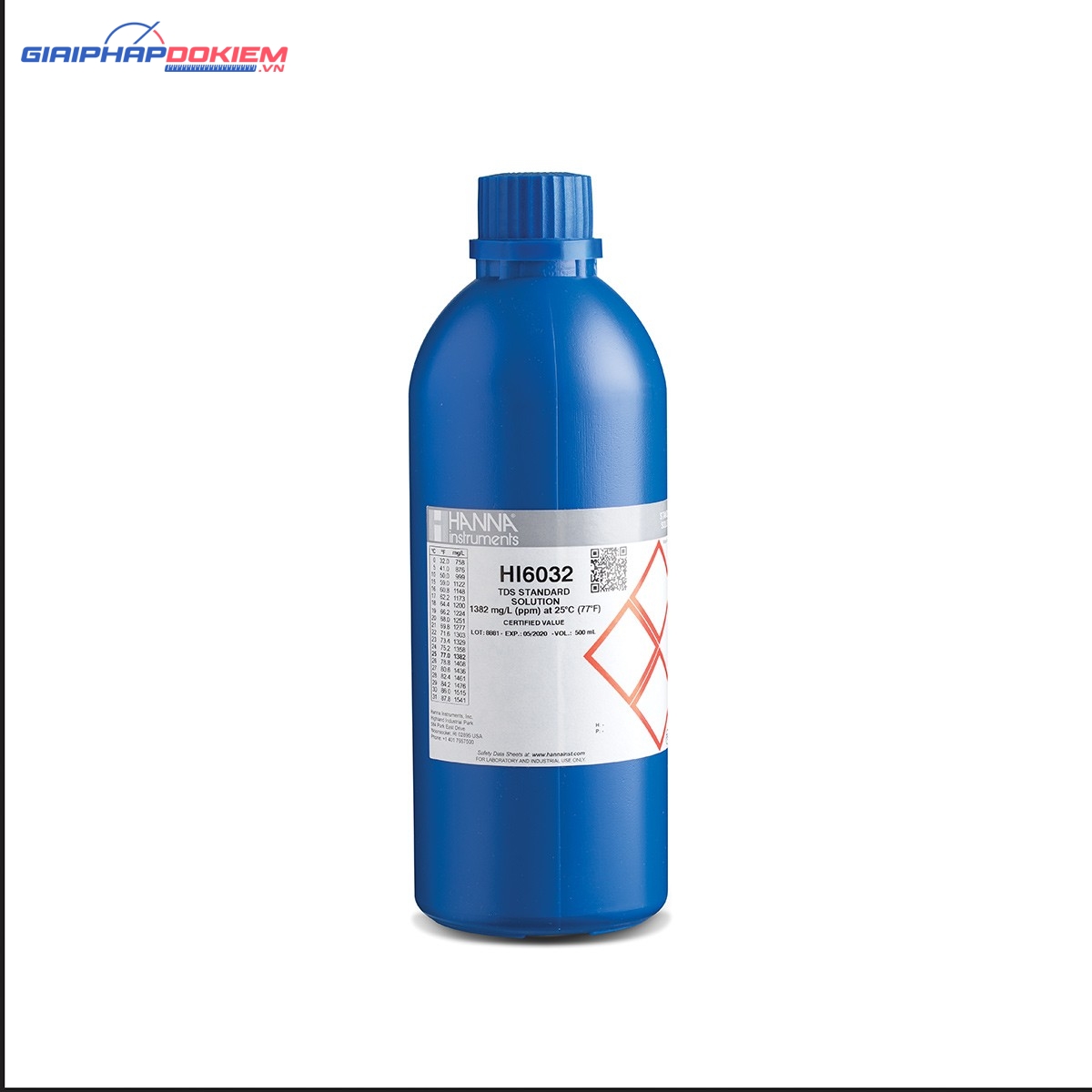 Dung Dịch Hiệu Chuẩn TDS 1382 mg/L (ppm), Chai 500mL Hanna HI6032 1 Dung Dịch Hiệu Chuẩn TDS 1382 mg/L (ppm), Chai 500mL Hanna HI6032
