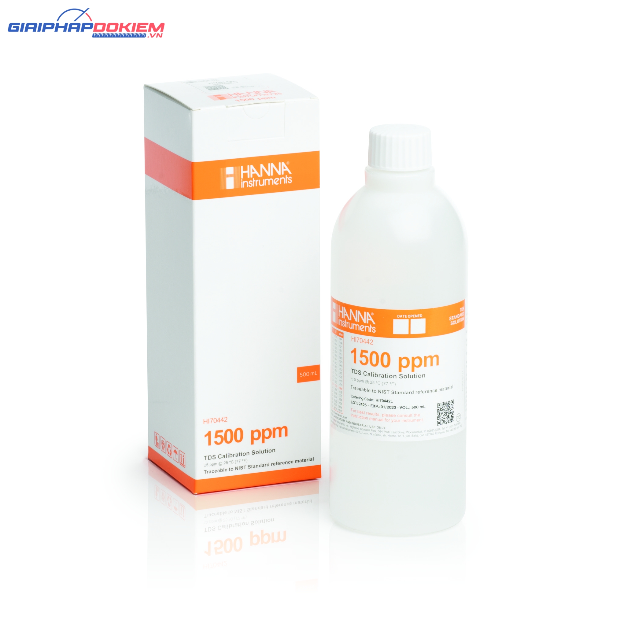 Dung Dịch Hiệu Chuẩn TDS 1500 mg/L (ppm), Chai 500mL Hanna HI70442L 1 Dung Dịch Hiệu Chuẩn TDS 1500 mg/L (ppm), Chai 500mL Hanna HI70442L