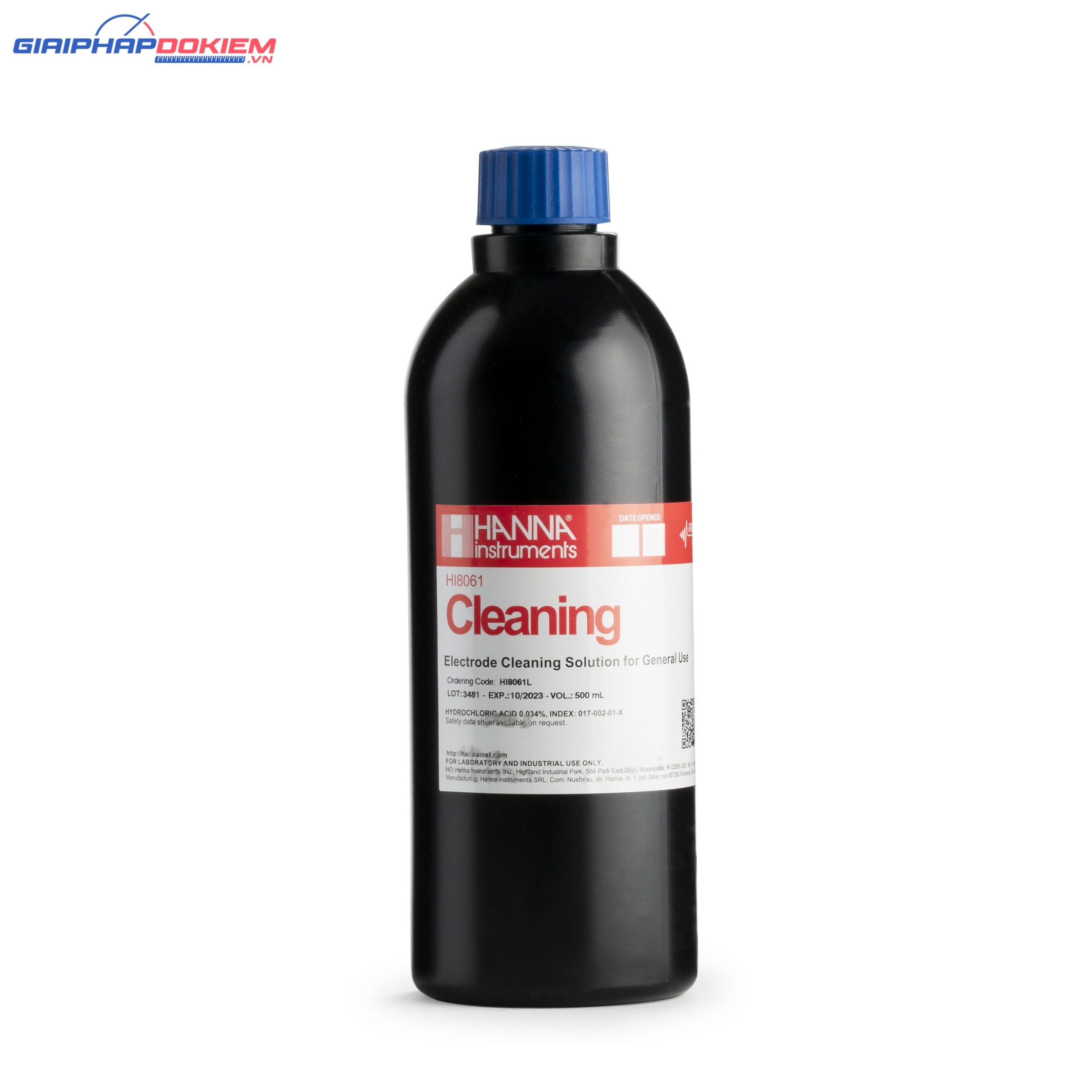 Dung Dịch Rửa Điện Cực Thông Dụng, Chai FDA 500mL Hanna HI8061L 1 Dung Dịch Rửa Điện Cực Thông Dụng, Chai FDA 500mL Hanna HI8061L