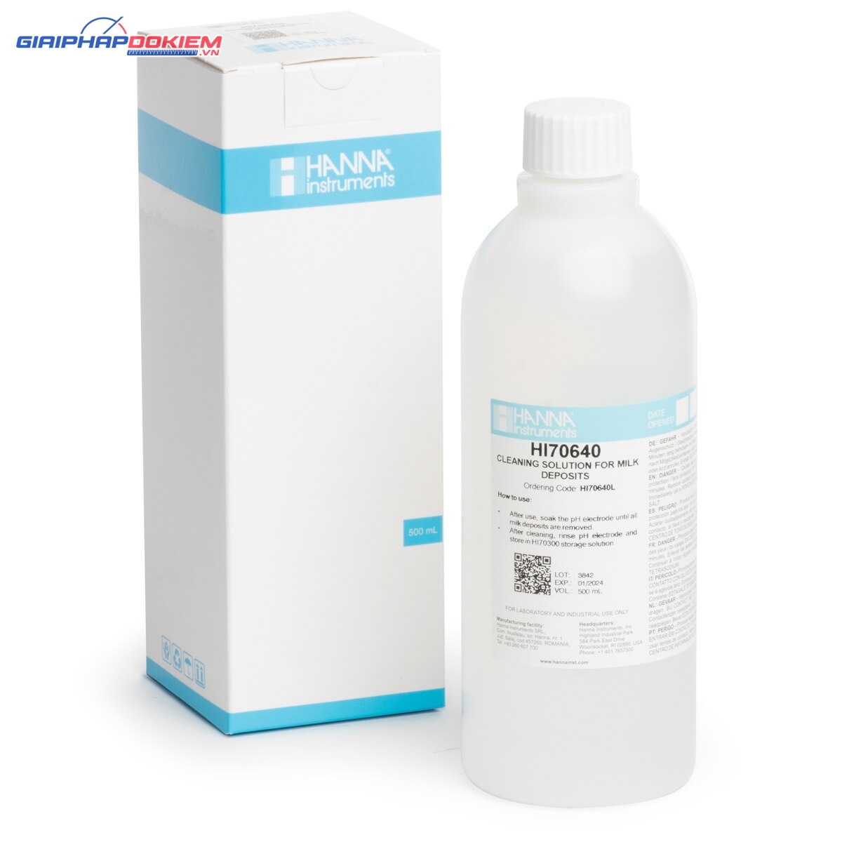 Dung Dịch Rửa Điện Cực Trong Sữa, 500 mL Hanna HI70640L 1 Dung Dịch Rửa Điện Cực Trong Sữa, 500 mL Hanna HI70640L
