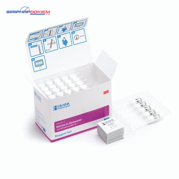 Thuốc Thử Nitrit, Nước Mặn (0-600 µg/L), Ống 16 mm, 25 Lần Đo Hanna HI96789-25 1 Thuốc Thử Nitrit, Nước Mặn (0-600 µg/L), Ống 16 mm, 25 Lần Đo Hanna HI96789-25
