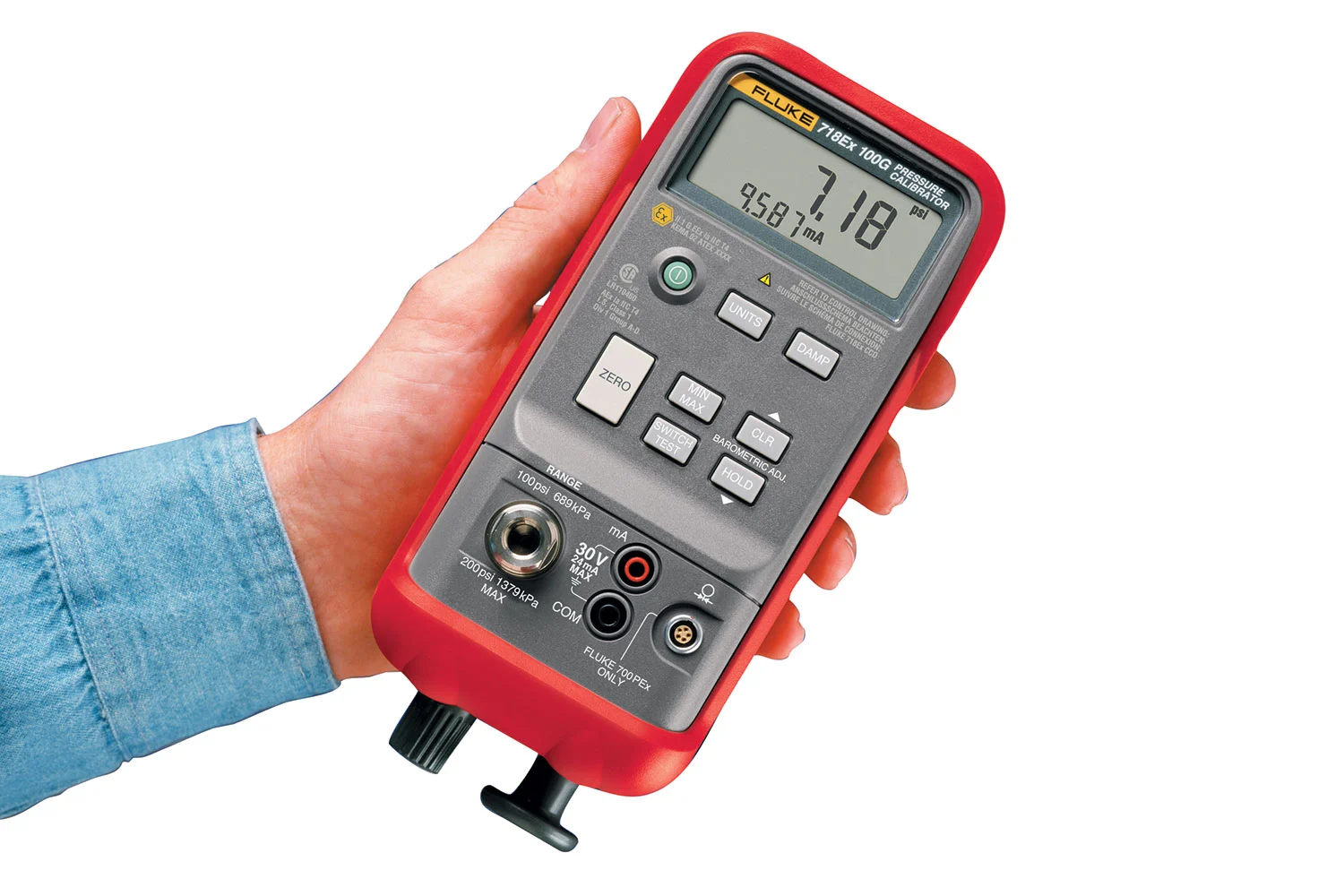Thiết bị hiệu chuẩn áp suất FLUKE 718Ex100G (-830mbar ~ 7bar, an toàn chống cháy nổ) 7 Thiết bị hiệu chuẩn áp suất FLUKE 718Ex100G (-830mbar ~ 7bar, an toàn chống cháy nổ)