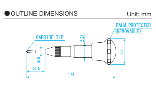 Đục lấy dấu tự động không cần búa Niigata Seiki AP-L 7 Chi tiết vỏ nhựa và mũi đục carbide