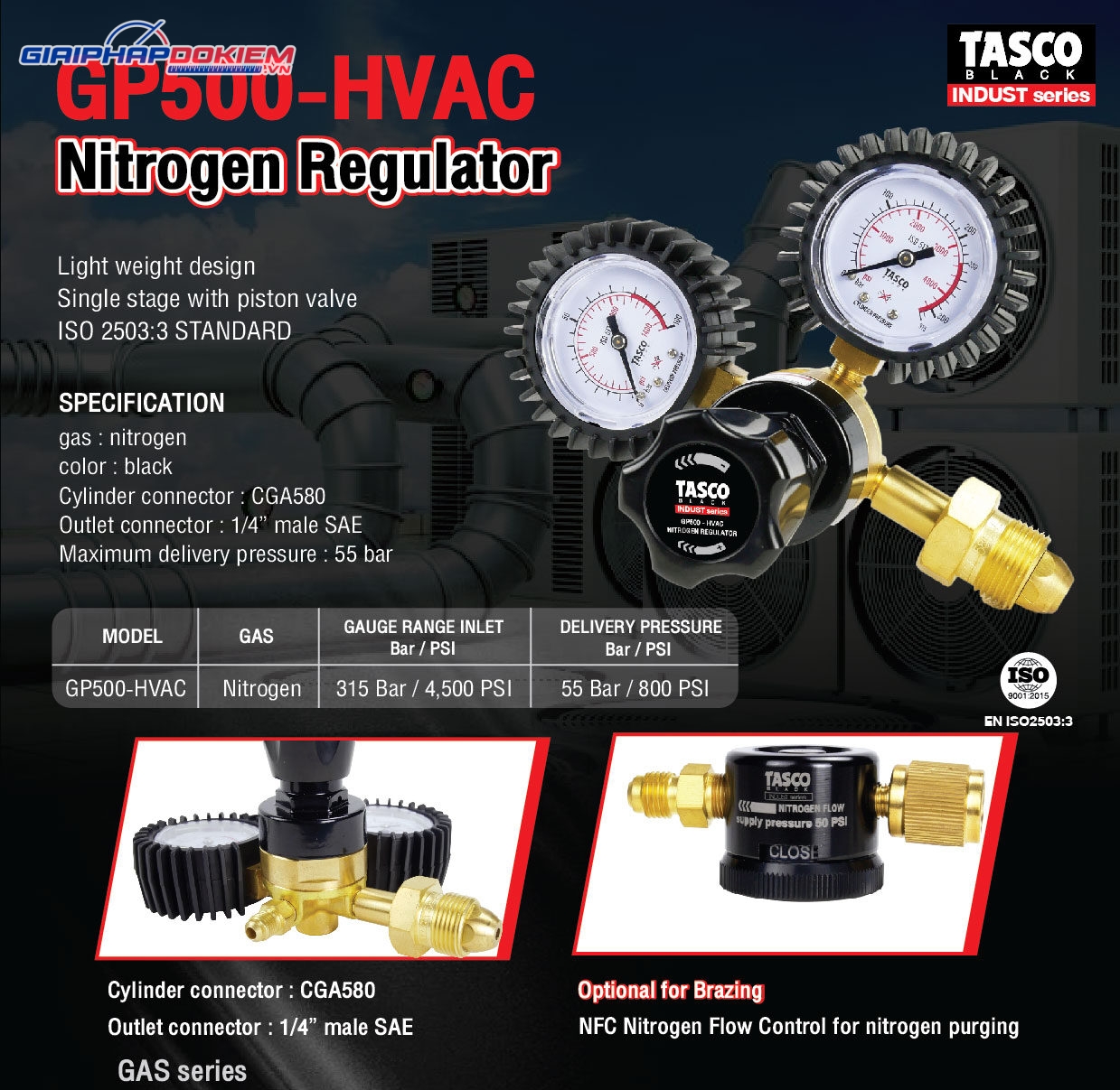 Van chỉnh áp Ni tơ GP500- HVAC (NEW) Tasco 22 Van chỉnh áp Ni tơ GP500- HVAC (NEW)